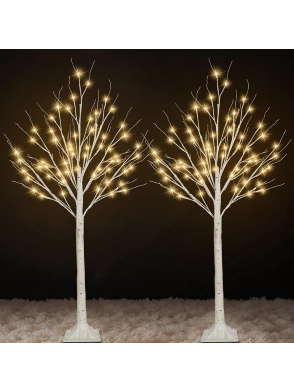 2 Pack 4FT LED Lighted Birch Trees with 96 Twinkling Lights & 2 Modes